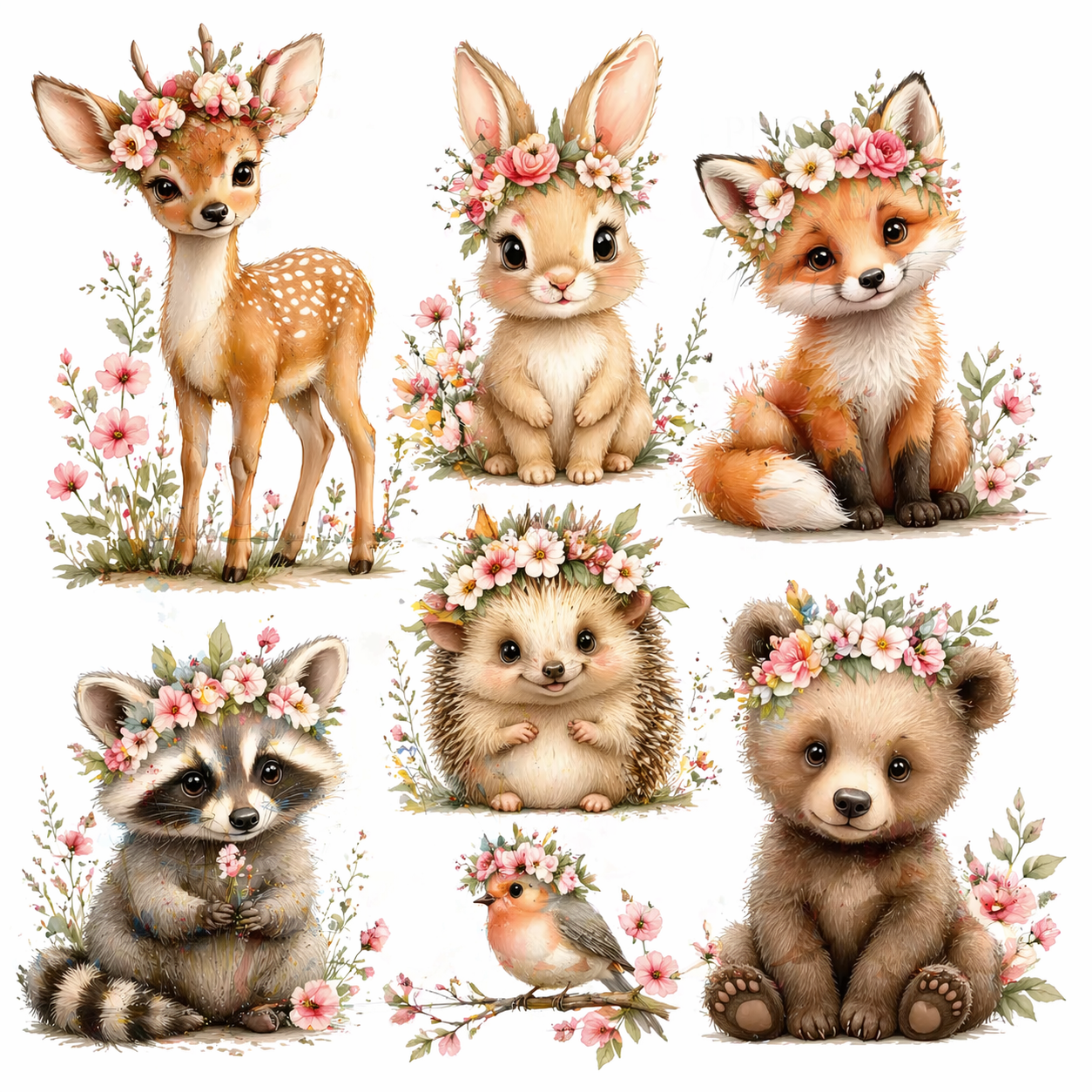 VIMANO Woodland Animal Clipart Set – Cute Forest Animals PNG, Deer Fox Bunny Bear Digital Download for Crafts & Design