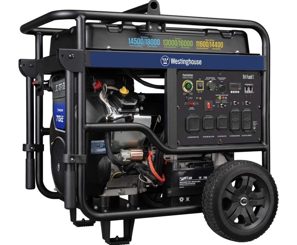 Westinghouse 14500-Watt Portable Gas Generator with Push Button Electric Start